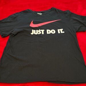 Nike Black Tee with Bold Red Swoosh